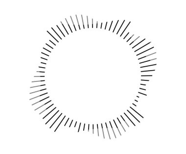 Minimalist dairesel ses dalgası tasarımı tekno müziği ritmik kalıplarla temsil ediyor.