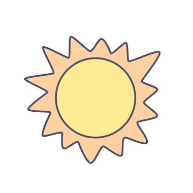 Vibrant sun illustration with a playful style, perfect for childrens art, design projects, and decorations.
