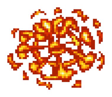 Oyun, dijital sanat ve animasyon projeleri için dinamik piksel patlama çizimi ideal.