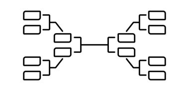 Rekabet sürecini görsel olarak düzenlemek ve izlemek için basit ve net turnuva grafik simgeleri.