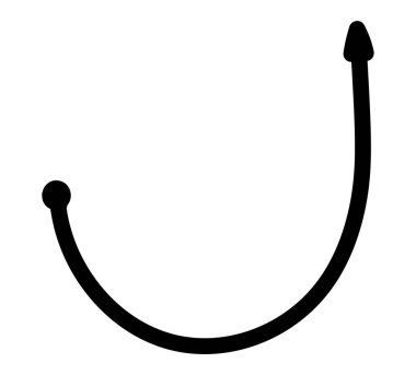 Basit bir el çizimi eğri ok çizimi, yaratıcı tasarım ve projeleri geliştirmek için mükemmel.