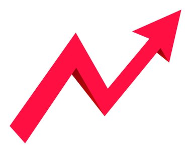 Cesur ve yükselen ok iş büyümesini, başarıyı ve artan karı temsil ediyor..