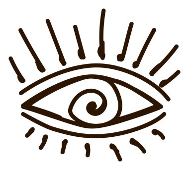 Aztek göz sembolünün detaylı tasviri, kültürel tasarımlar veya eğitim materyalleri için mükemmel.