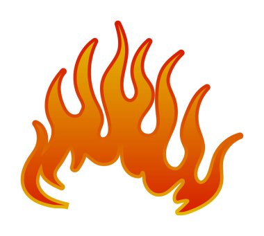 Beyaz arka planlı parlak turuncu alevlerin dinamik çizimi, yaratıcı tasarımlar için mükemmel..