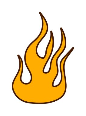 Kalın hatları, tasarım, simgeler veya bilgi grafikleri için ideal olan parlak çizgi film tarzı alev çizimi.