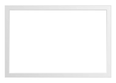 Minimalist tasarım sergisindeki boş beyaz çerçeve.