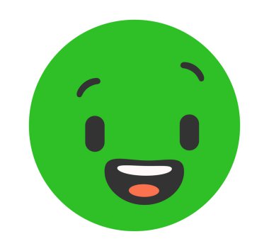 Neşeli yüzlü yeşil gülen ifade..