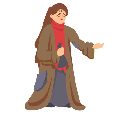 Üzgün kadın elinde şişe animasyonu olan yalvarıyor..