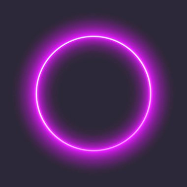 Koyu arkaplanda parlayan neon mor daire.