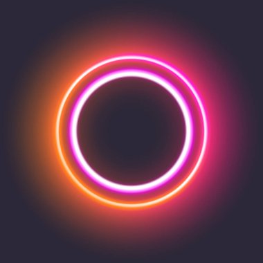 Koyu arkaplanda parlak renklerle parlayan neon çember.