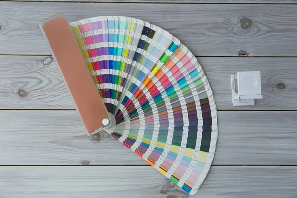Gestión Del Color Prensa Lupa Rayas Cmyk Paleta Colores Sobre — Foto de Stock