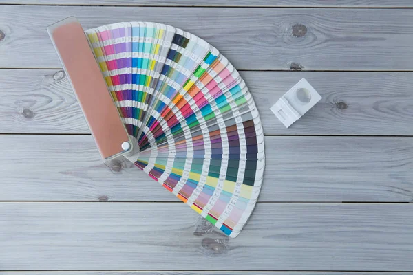 Gestión Del Color Prensa Lupa Rayas Cmyk Paleta Colores Sobre — Foto de Stock