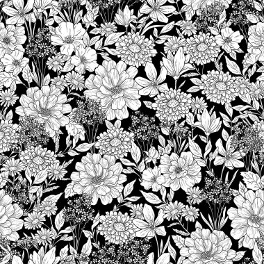 Çiçekli çiçek desenli el çizimi.