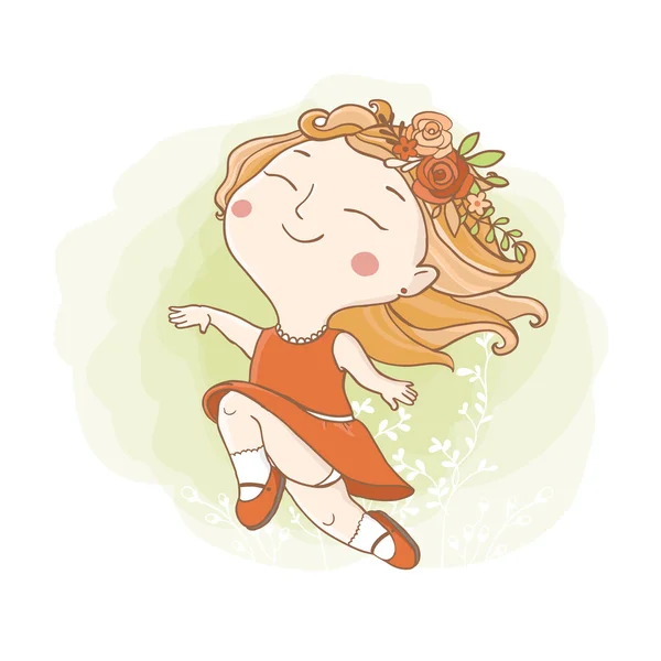 Pequeña chica hippie — Vector de stock