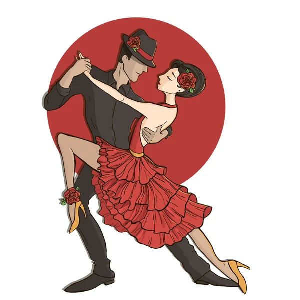 Bailarines de pareja flamencos — Vector de stock