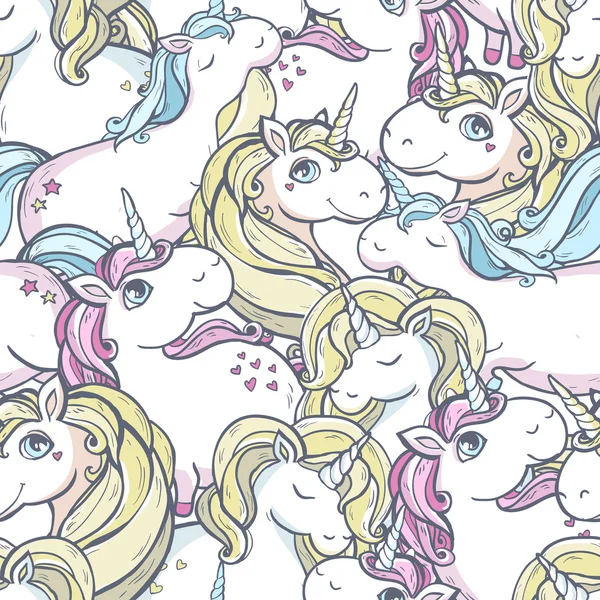 Patrón con unicornios mágicos — Vector de stock