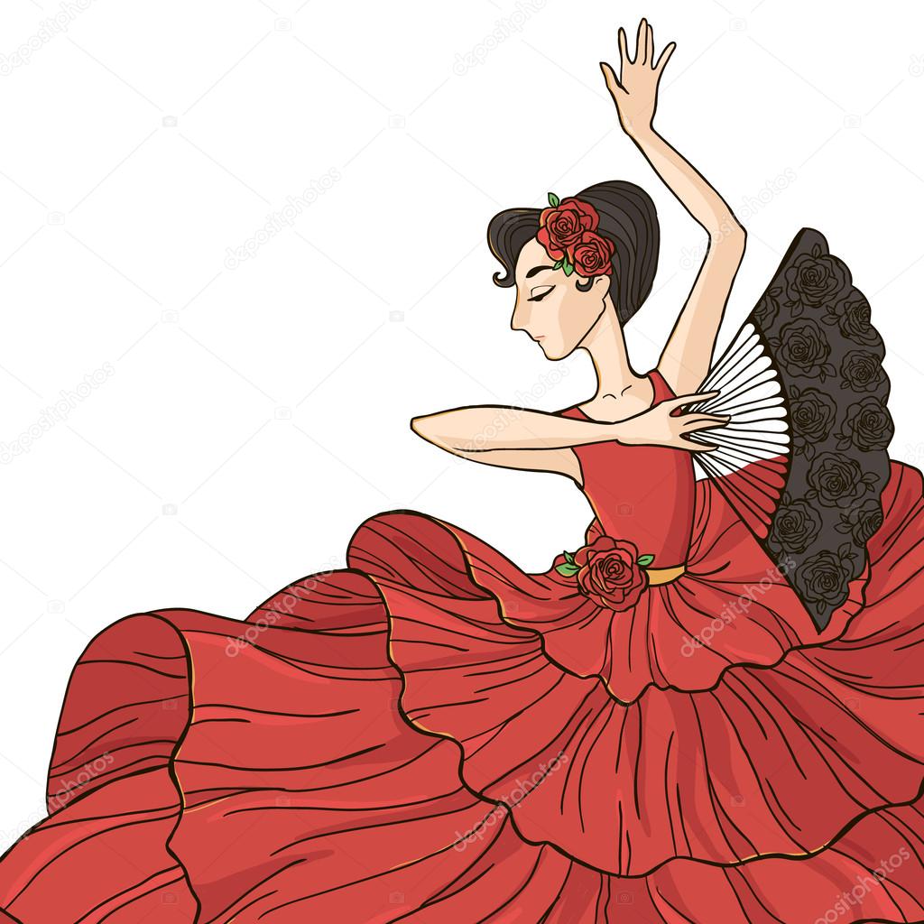 Flamenco dancer in red dress