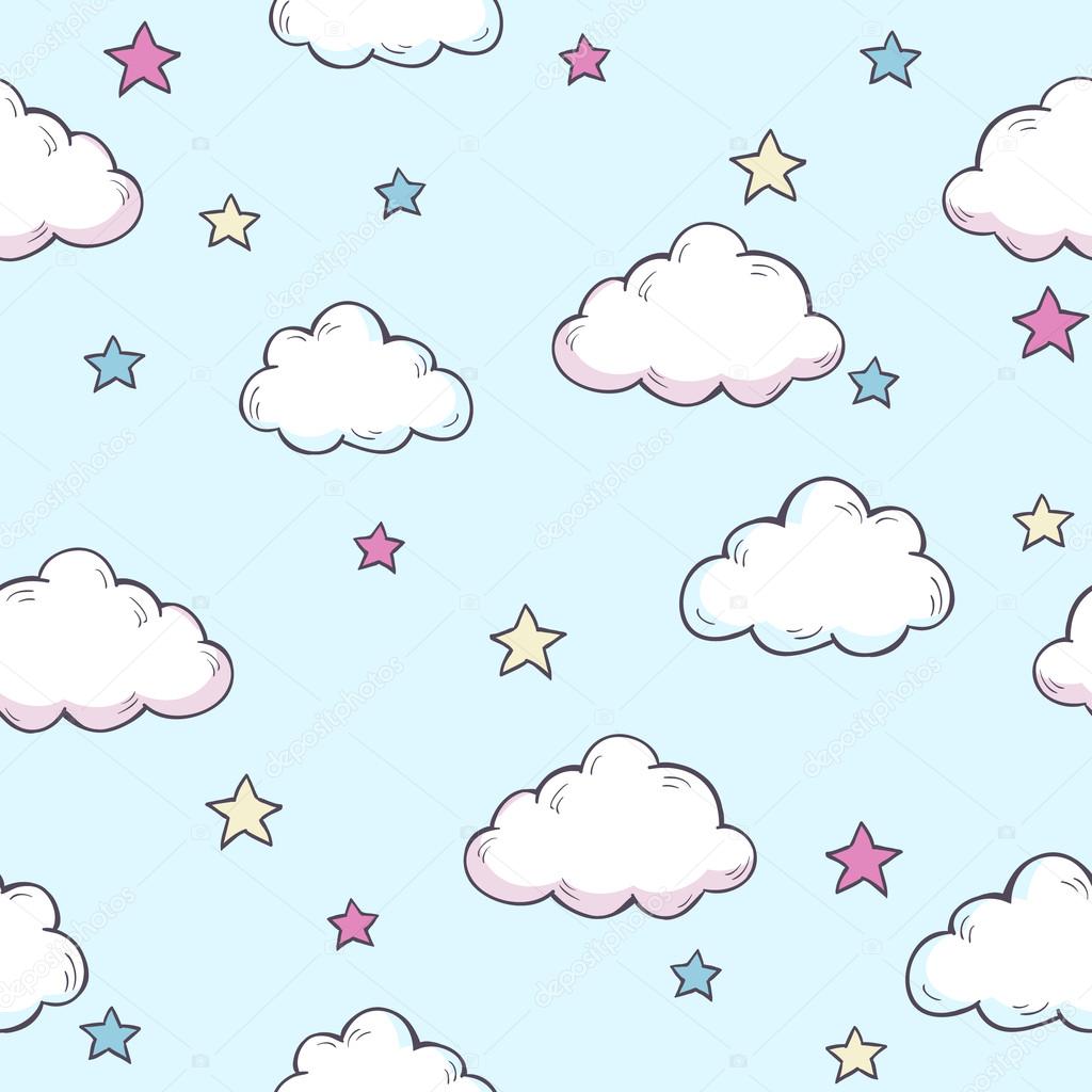 Pattern with clouds and stars