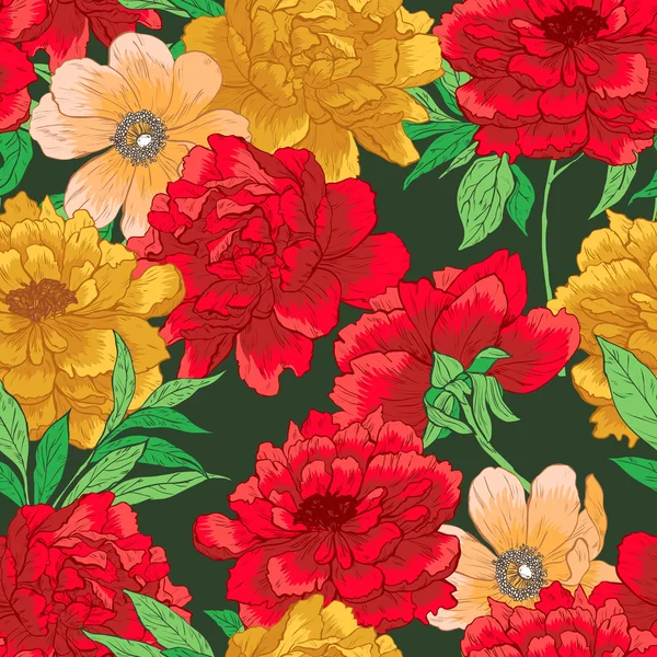 Motif floral avec des fleurs. — Image vectorielle