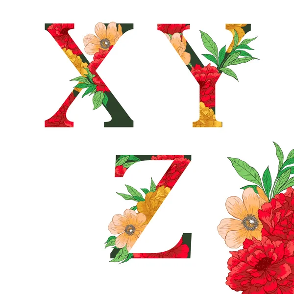 Blomma färgglada alfabetet. — Stock vektor