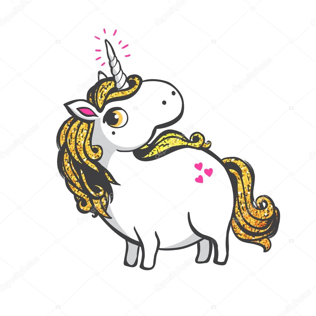 Gold Unicorn Illustration.