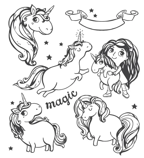 Illustration de licorne d'or . — Image vectorielle