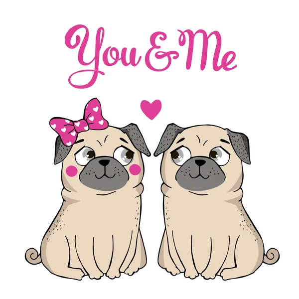 Greeting Card with funny Pug — Stock Vector