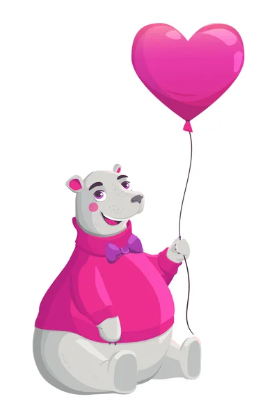 熊抱着粉红色的心. — 图库矢量图片
