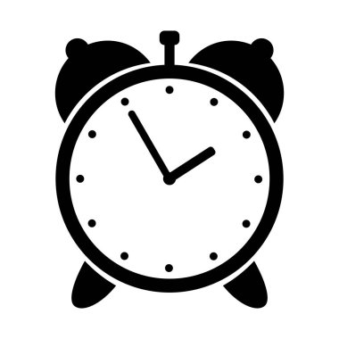 Alarm saat simgesi beyaz arkaplanda izole edildi. Vektör çizimi. Uyanış, sabah.