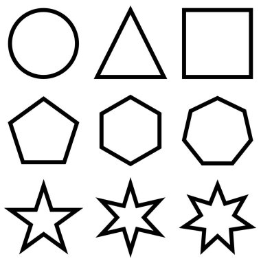 Beyaz arkaplanda izole edilmiş geometrik şekiller. Vektör çizimi. Düz biçim