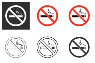 Sigara içmek yasak, sigara içmek yasak. Vektör illüstrasyonu beyaz arkaplanda izole edildi.