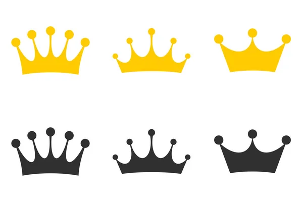 Ícones Coroa Configurados Símbolos Dourados Coroa Isolados Sobre Fundo Branco — Vetor de Stock
