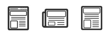 Gazete, makale ve blog simgesi vektörü beyaz arkaplanda izole edildi. Haber ve olaylar sembolü. vektör illüstrasyonu. 