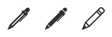 Beyaz arkaplanda izole edilmiş kalem ve kalem simgesi. çizgi ve kabartma sürümü, imza kalem çizgisi ve doldurulmuş vektör işareti. Sembol, logo illüstrasyonu.