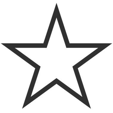 Siyah çizgileri olan standart beş köşeli bir yıldız. Beyaz arkaplanda yıldız simgesi izole edildi