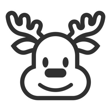 Ren geyiği simgesi beyaz arkaplanda izole edildi. Noel ve bayram sembolü. Noel tatili, kış. Düz dizayn. Vektör illüstrasyonu