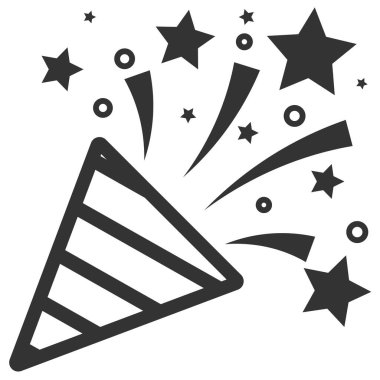 Beyaz arka planda izole edilmiş siyah beyaz taşıyıcı kraker. Yeni yıl ya da doğum günü sembolünün hoş bir tasviri..