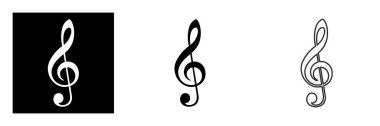 Müzik uygulamaları ve web siteleri için üçlü anahtar veya klasik müzik nota düz vektör simgesi