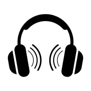 Kulaklık ikonu vektör illüstrasyonu. Kulaklık sembolü. Müzik kulaklıklardan çalar.