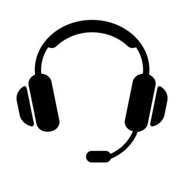 Kulaklık simgesi, Kulaklık Desteği. Düz Vektör Simgesi illüstrasyonu. Beyaz arka planda basit bir siyah sembol. Kulaklığı Destekle, Kulaklık tasarım şablonu web ve mobil UI ögesi için destekle