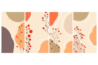 Web tasarımı için moda illüstrasyon. Vektör uygulama şablonu ayarlandı. Zarif soyut arka plan. Sosyal medya afişi şablonu. Modern insta, her amaç için harika tasarım..