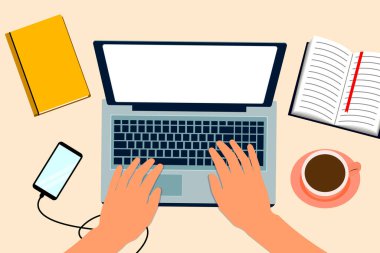 Serbest çalışan işyeri. Merkez ofis. Web tasarımı için güzel bir yakın plan. Eğitim teknolojisi. İnternetteki konferans. Uzaktan eğitim. Bilgisayar ekranı. Çevrimiçi okul.