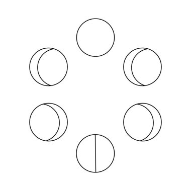 Siyah ay ile resim çiz. Taslak sembol. Beyaz arkaplan izole. 