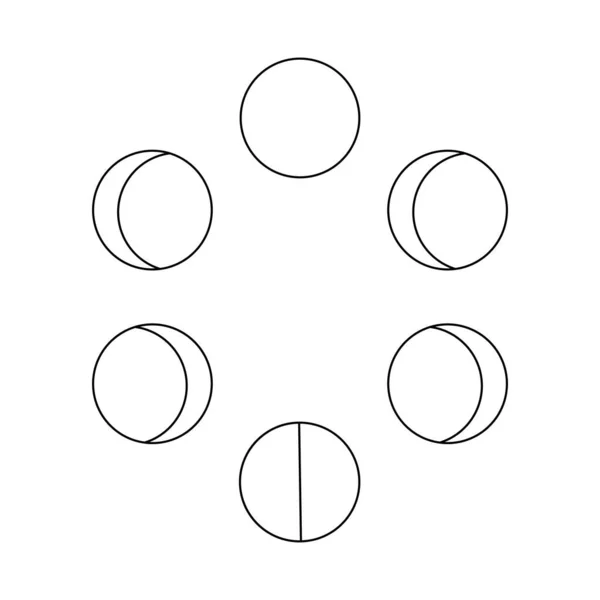 Skizzenbild mit Schwarzphasenmond. Umrisssymbol. Weißer Hintergrund isoliert. — Stockvektor