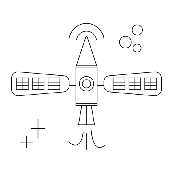 Icône de caniche. fusée spatiale de dessin animé. Vecteur de ligne. — Image vectorielle