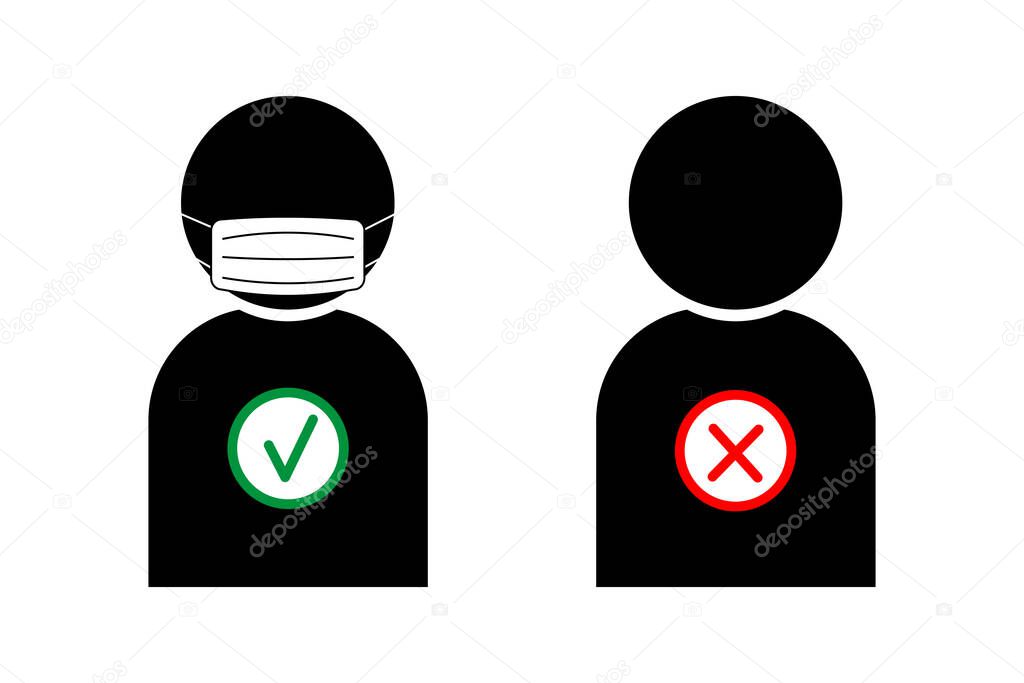 No entry without face mask sign. No face mask no entry. Icon. Warning sign. Vector front door plate. Vector illustration. new normal