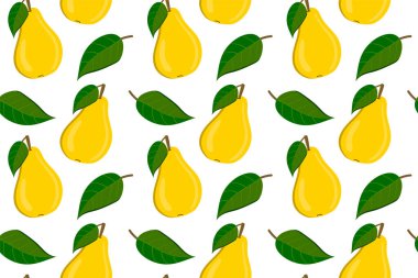 Armutlu tropik bir arka plan. Tekrarlanan meyve arka planı. Meyveli kusursuz bir desenin vektör çizimi. Modern egzotik soyut tasarım. 