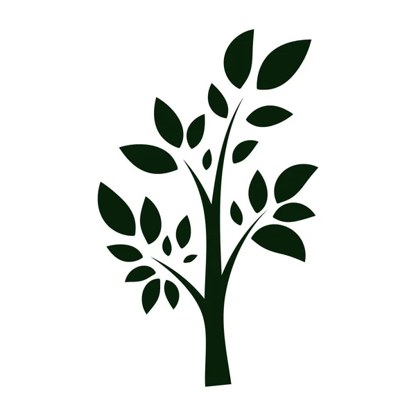 Albero astratto nero con foglie. Simbolo di ecologia e cooperazione, logo.Illustrazione vettoriale. — Vettoriale Stock