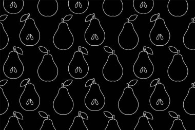 Armutlu tropik bir arka plan. Tekrarlanan meyve arka planı. Meyveli kusursuz bir desenin vektör çizimi. Modern egzotik soyut tasarım. 