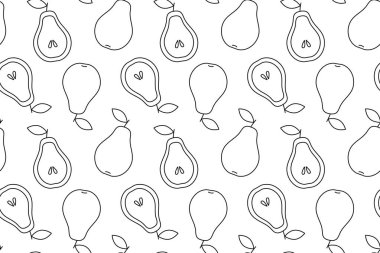 Armutlu tropik bir arka plan. Tekrarlanan meyve arka planı. Meyveli kusursuz bir desenin vektör çizimi. Modern egzotik soyut tasarım. 